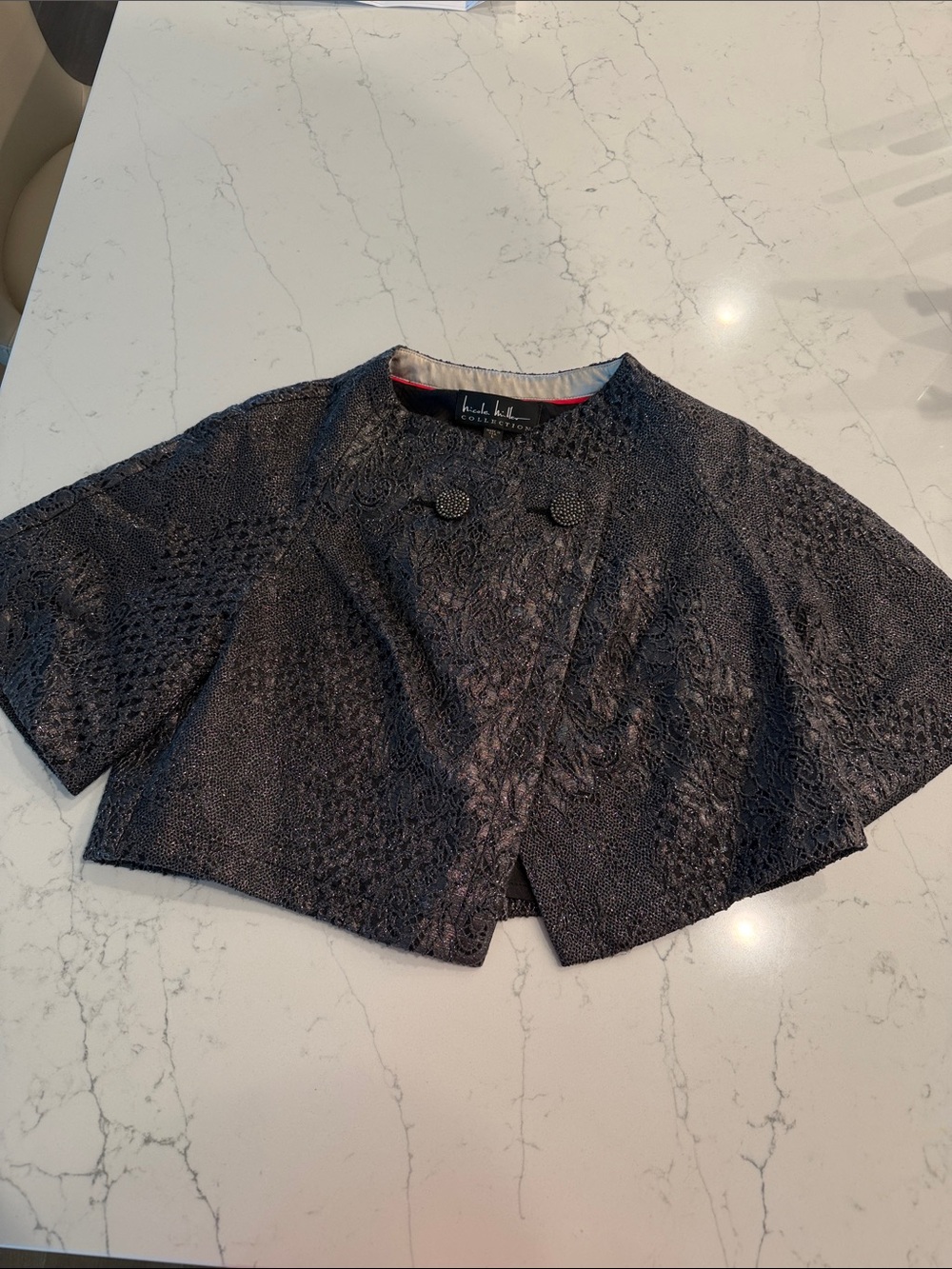Nicole Miller Black Cropped Textured Jacket